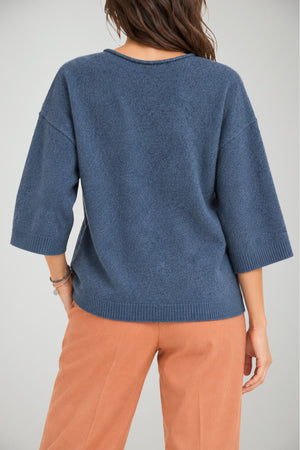 Yerse Maglia Donna Melange con Maniche a 3/4