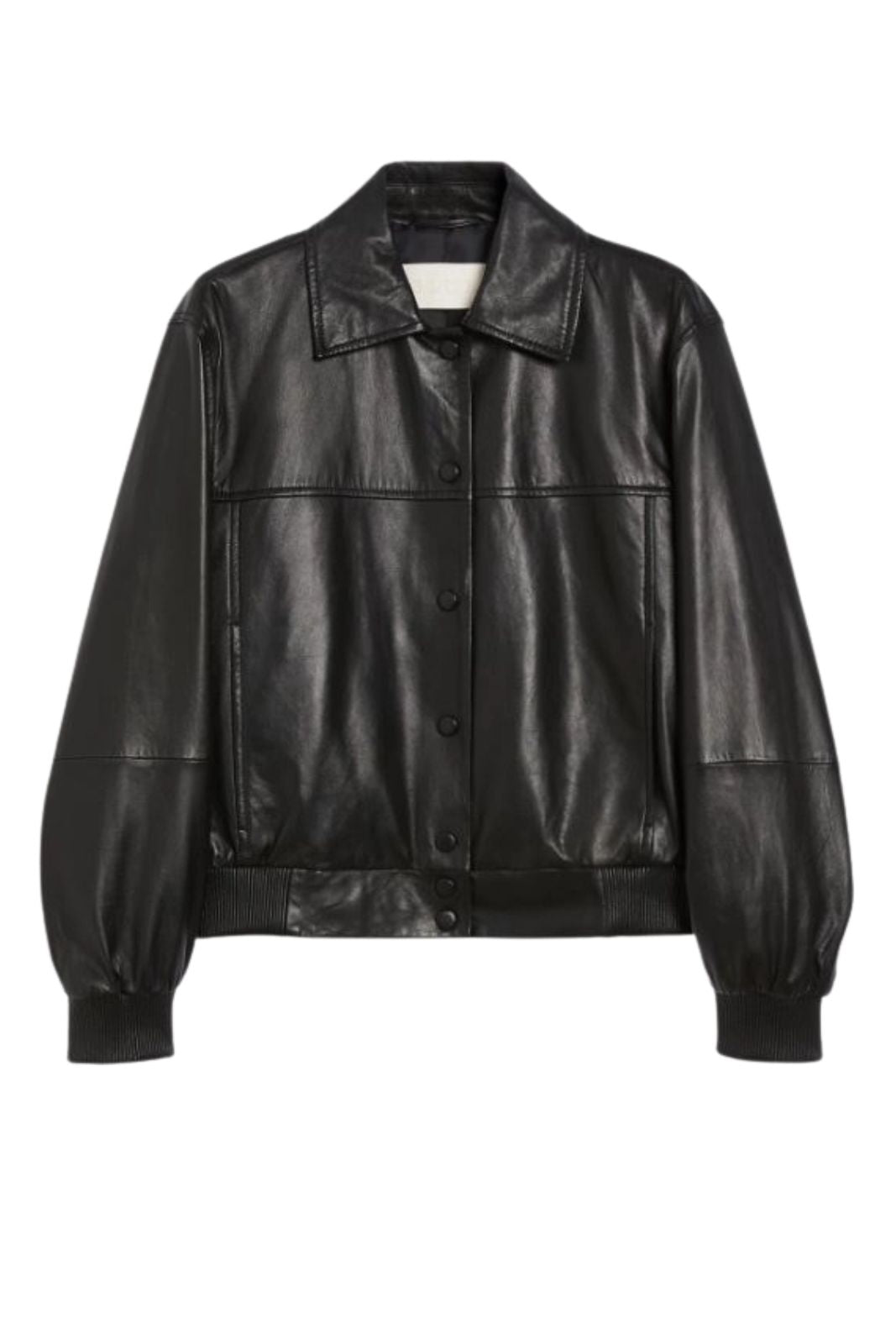 i blues bomber donna in nappa nero, collo rever, polsini, tasche a filo sui fianchi