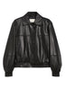 i blues bomber donna in nappa nero, collo rever, polsini, tasche a filo sui fianchi