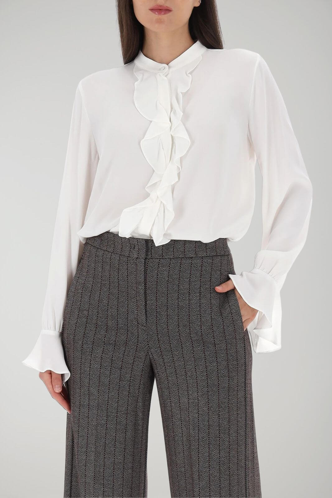 I Blues camicia donna con rouches sul davanti e ai polsi