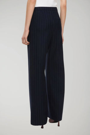 I Blues pantaloni donna gessati vita alta, wide leg, passanti in vita, tasche francesi sui fianchi