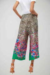 Liu Jo Pantalone Donna Crop con Stampa Animalier e Floreale