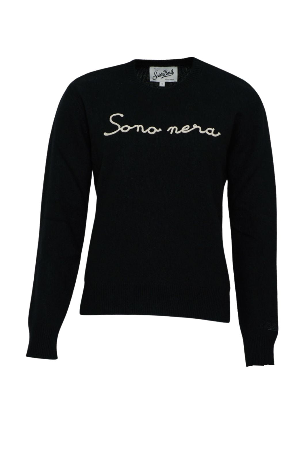 MC2 Saint Barth Women's T-Shirt with Embossed Lettering I Am Black