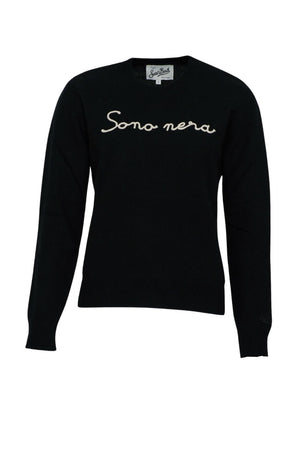 MC2 Saint Barth Women's T-Shirt with Embossed Lettering I Am Black