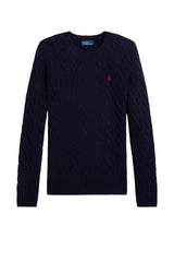 Maglione da donna Polo Ralph Lauren a trecce con logo fronte