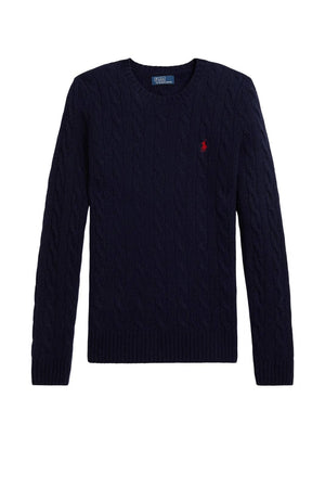 Maglione da donna Polo Ralph Lauren a trecce con logo fronte