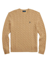 Maglia uomo firmata Polo Ralph Lauren in lana e cashmere con lavorazione a trecce, Logo Pony sul petto.
