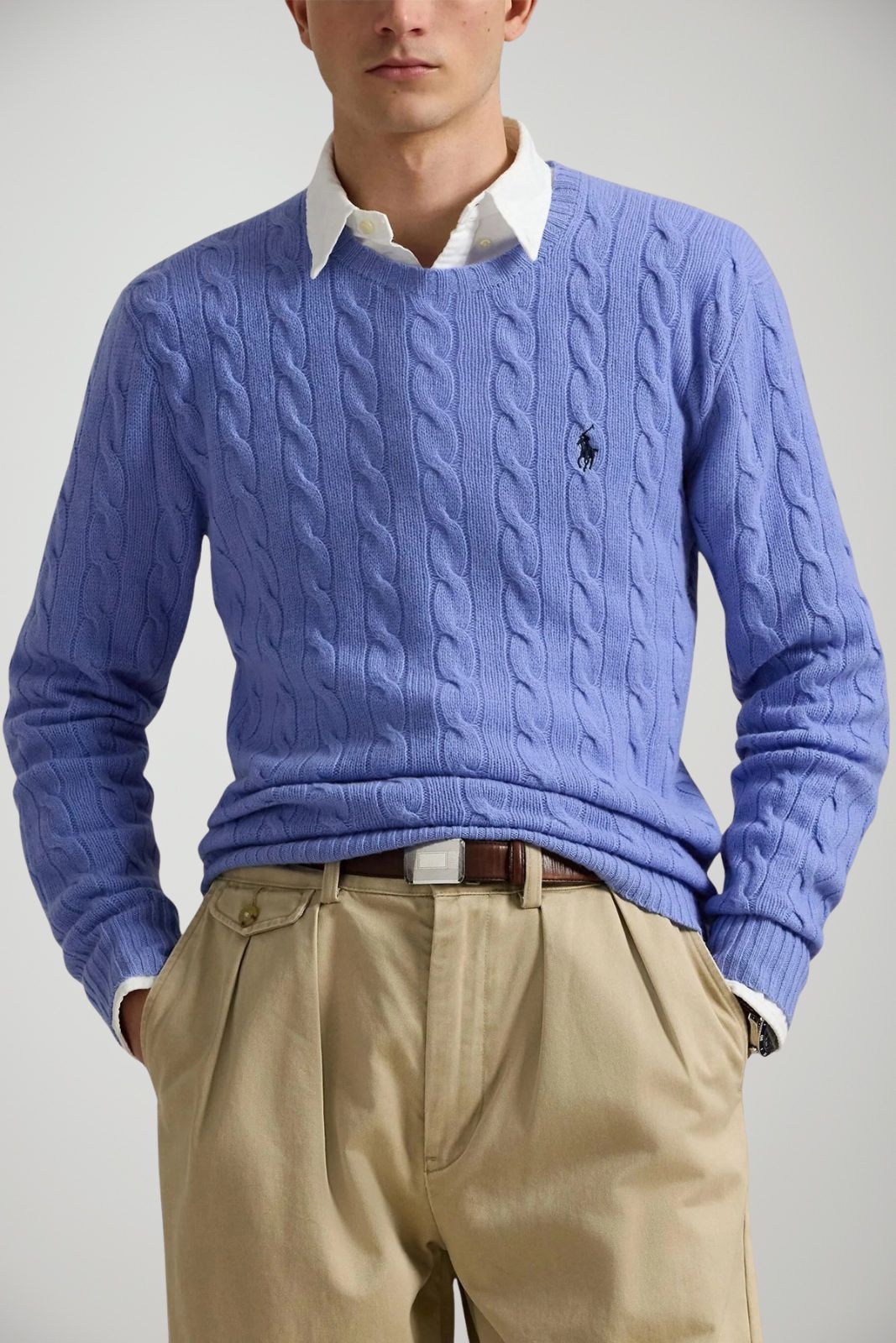 Polo Ralph Lauren Maglia uomo con lavorazione a trecce e logo Pony sul petto