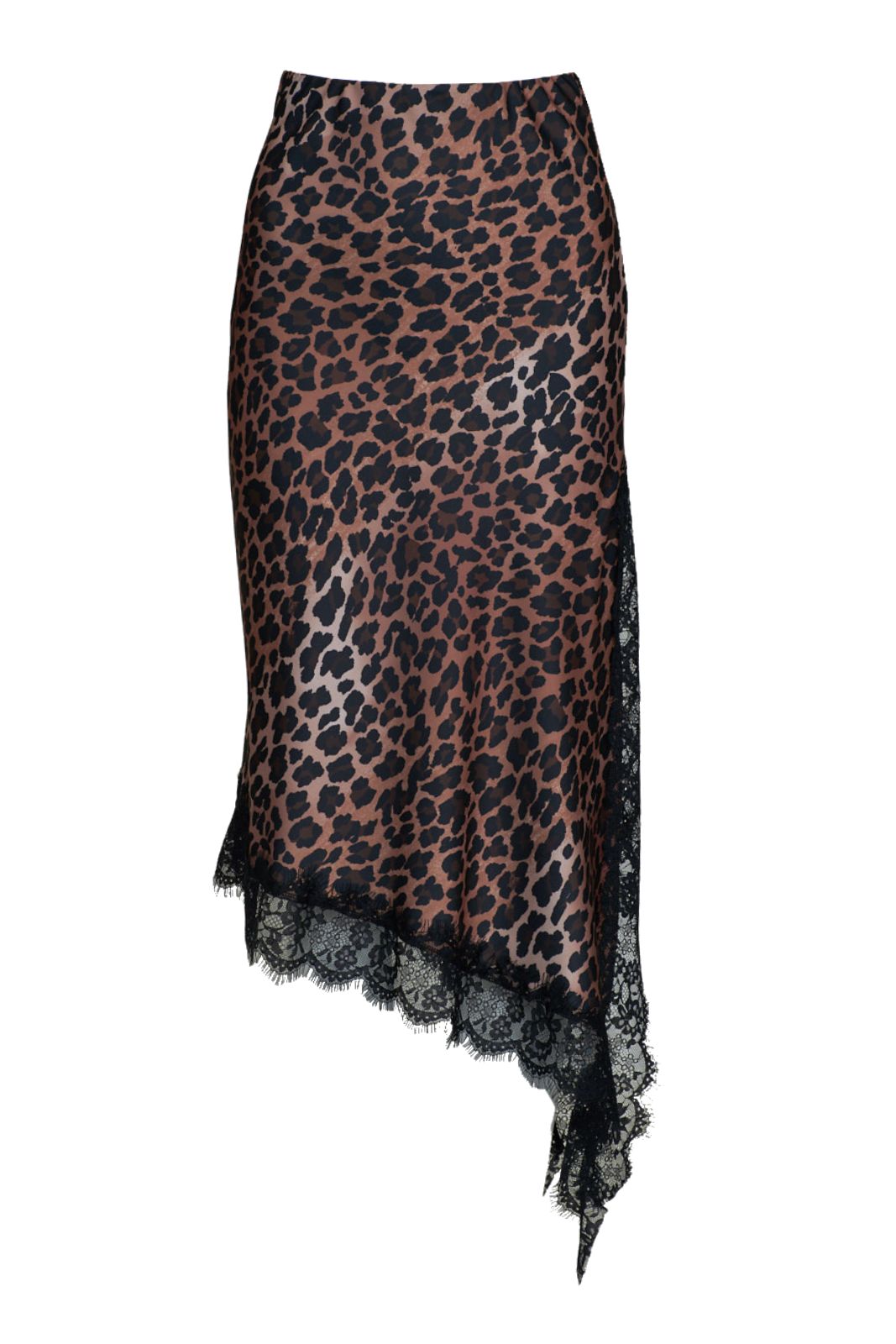 Vicolo Gonna donna animalier con fondo trasversale e dettaglio in pizzo