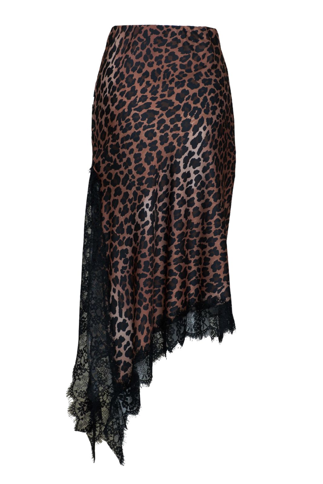 Vicolo Gonna donna animalier con fondo trasversale e dettaglio in pizzo