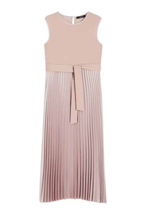 Weekend MaxMara Abito donna color cipria gonna a pieghe cintura in vita 